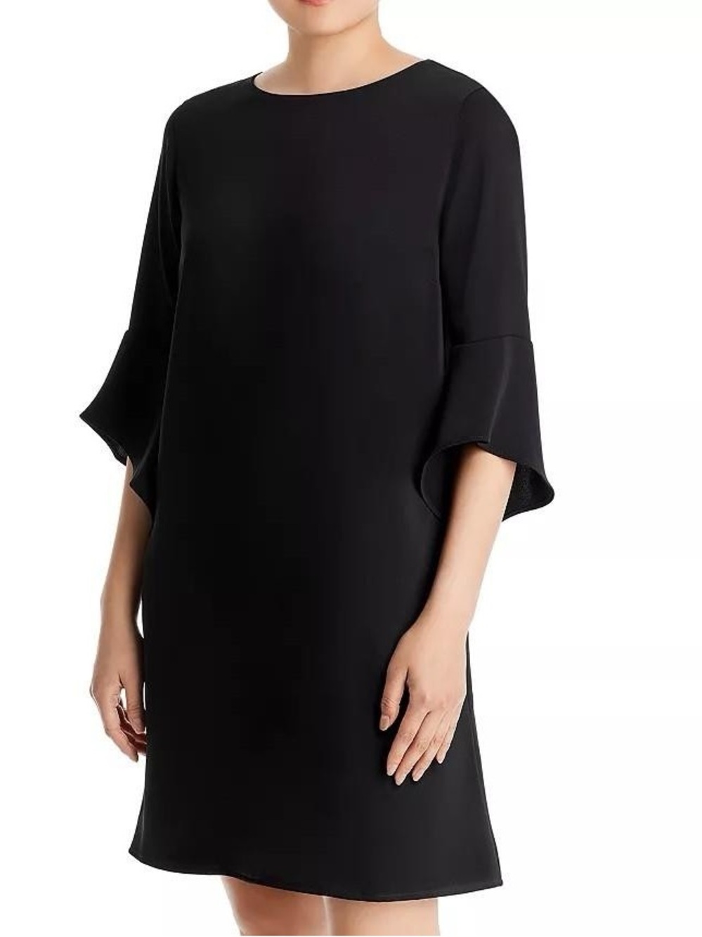 Caroline Rose Julia Plus-Size Black Midi Dress with Flutter Sleeves